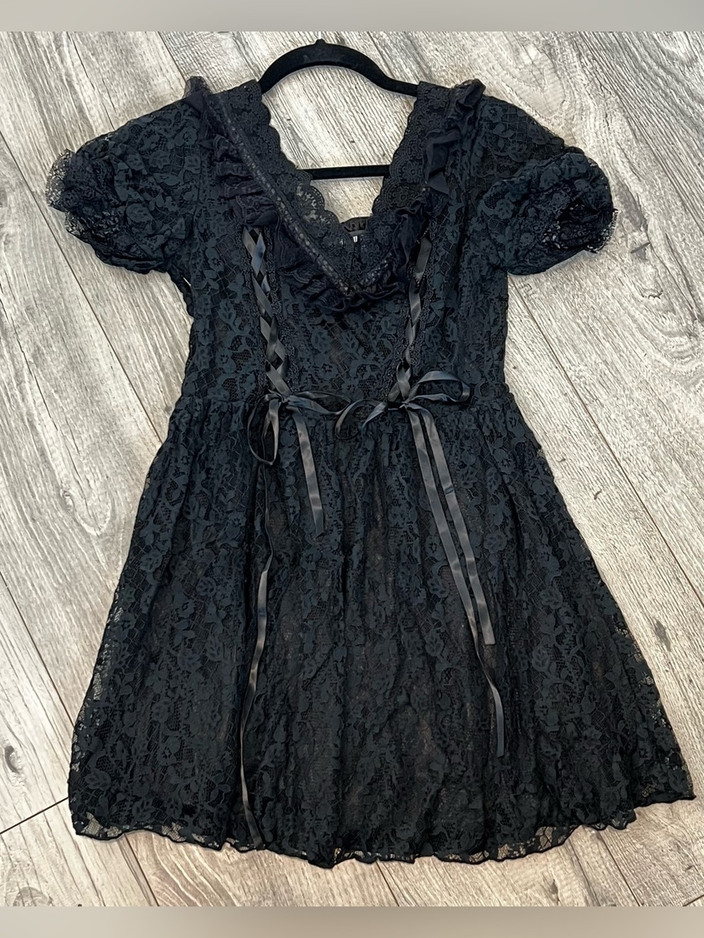 Dolls Kill Dark In Love Black Lace Rope Rebel Dress- M